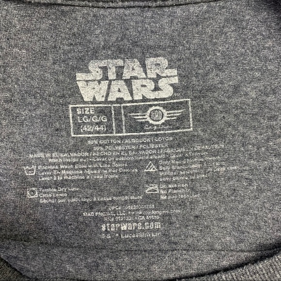 Star Wars Men's Charcoal Cotton Tee Shirt Size Large Grey Vader - Picture 3 of 4